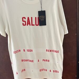 Scotch & Soda White Tee with Red Accents 100% cotton